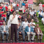 Javier Bardem a comizio durante Loving Pablo di Fernando León de Aranoa (Spagna, 2017)