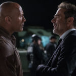 Dwayne Johnson e Jeffrey Dean Morgan in un momento di Rampage - Furia animale di Brad Peyton (USA, 2018)